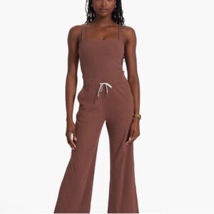 Vuori Pose Mudra Jumpsuit Ribbed Drawstring - coffee color
